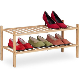 Relaxdays Regał na buty, bambus, 6 par butów,