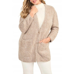 Guess Beżowy Sweter Kardigan z Kieszeniami i Guzikami