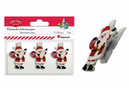 Klamerki dekoracyjne drewniane Mikołaje 3 szt Titanum 414483
