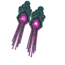 Pakamera Kolczyki sutasz zielone fuksjowe z cyrkoniami Lilla