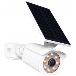 Atrapa kamery lampa solarna ogrodowa biała z panelem