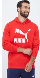 Puma bluza bawełniana męska kolor czerwony z kapturem