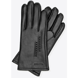 Męskie rękawiczki ze skóry naturalnej owczej ocieplane czarne