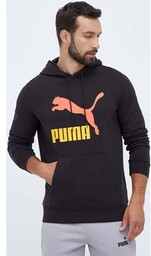 Puma bluza bawełniana męska kolor czarny z kapturem