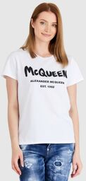 ALEXANDER MCQUEEN Biały t-shirt damski z logo, Wybierz