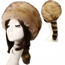 Czapka Futrzana z Kitą Ogonem Myśliwska Futro Kuna