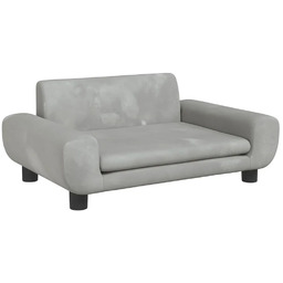 Edinos Dziecięca aksamitna sofa dziecięca jasnoszara B8-L85
