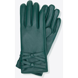 Ocieplane rękawiczki damskie ze skóry naturalnej turkusowo -