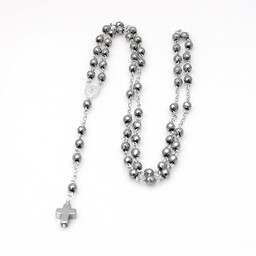 Ręcznie robiony drobny różaniec dla dziecka z hematytu