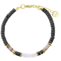 Złota bransoletka damska z lawą, jaspisem i kamieniem