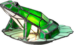 Stołowa lampa Tiffany QZ-FROG-TL Quoizel witrażowa zielony biały