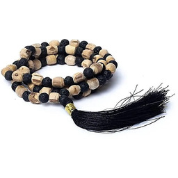 Różaniec Mala tulsi/kamień lawowy w woreczku