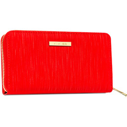 Duży czerwony portfel damski ze skóry ekologicznej poziomy