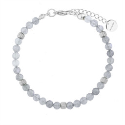 Damska bransoletka z szarym labradorytem srebrne wykończenie stal