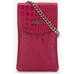 Minitorebka skórzana z łańcuszkiem różowa