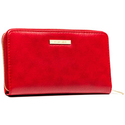 Portfel damski na karty duży czerwone ze skóry