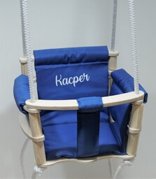 Majsternia Zabawek, Huśtawka Kubełkowa Profilowana Niebieska Drewniana