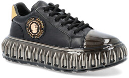 Skórzane sneakersy męskie - JOHN DOUBARE CC2881 CZARNE
