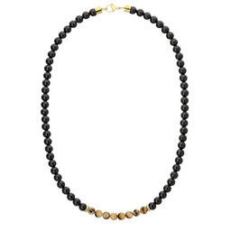 Naszyjnik męski z bursztynem i czarnym turmalinem biżuteria