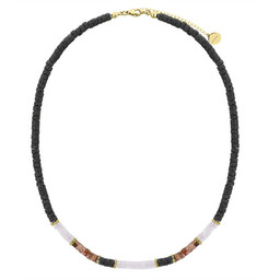 Złoty naszyjnik damski z lawą, jaspisem i kamieniem