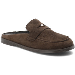 Chebello Klapki damskie, welurowa cholewka wsuwany fason otwarta