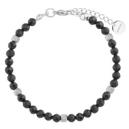 Damska bransoletka z czarnymi turmalinami srebrne wykończenie stal