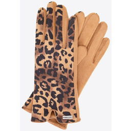 Damskie rękawiczki w panterkę brązowe