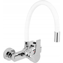 Bateria Zlewozmywakowa Ścienna Z Elastyczną Wylewką Flexible White