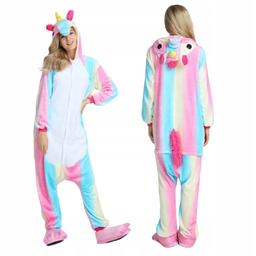 ONESIE KIGURUMI CIEPŁA PIŻAMA JEDNOCZĘŚCIOWA TĘCZA JEDNOROŻĘC KOMBINEZON