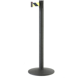 Słupek odgradzający z taśmą, 3650 mm, czarny, żółto-czarna
