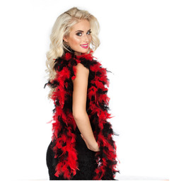 Szal BOA z piór - Party czerwono-czarny -