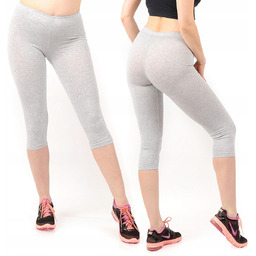 Legginsy damskie 3/4 krótkie Polskie bawełniane Getry Szare