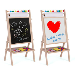 Tablica magnetyczna dla dzieci drewniana kredowa z papierem,