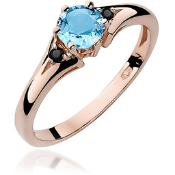 Złoty pierścionek Topaz 0,50ct różowe złoto z czarnymi