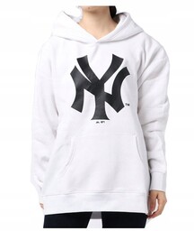 Biała bluza kaptur New York Yankees Majestic L