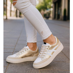 Trampki damskie sznurowane złote