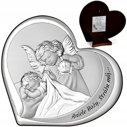 Srebrny Obrazek Aniołek Pamiątka Chrzest Komunia