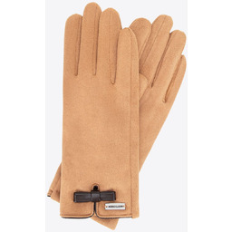 Damskie rękawiczki z małą kokardą jasny brąz