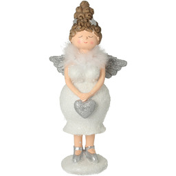 Figurka Angel Heart 30 cm silver, 14x11x30 cm