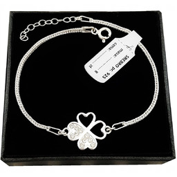 Bransoletka koniczynka kr.Swarovski SREBRO GRAWER