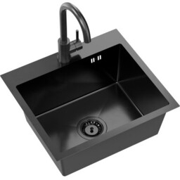 Zlewozmywak jednokomorowy MYQ LEO 10 LEO10BS3 Czarny 45x50