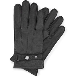 Ocieplane rękawiczki męskie ze skóry koziej z paskiem