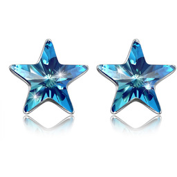 Kolczyki SREBRO 925 błękitne Gwiazdki Swarovski