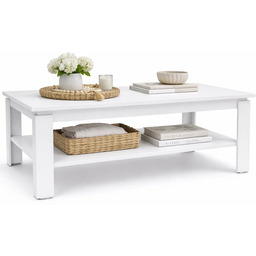 Edinos Biała ława prostokątna z półką D0-L17