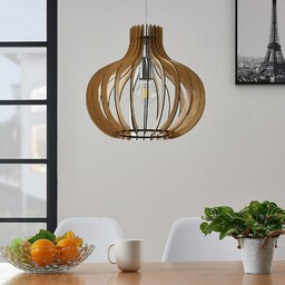 Lampa wisząca Lindby Sina, Ø 35 cm, drewno,