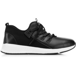 Męskie sneakersy ze skóry i tkaniny czarne