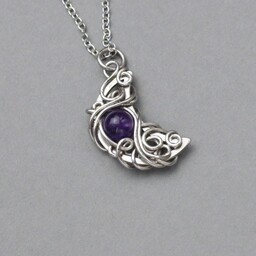 Pakamera Wisiorek księżyc fioletowy ametyst wire wrapping
