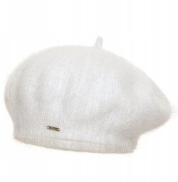 Beret damski z angory LIWIA Ecru