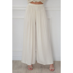 Luźne spodnie z wiskozy na gumie jasny beż