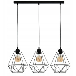 Lampa Sufitowa Basket Czarny Metalowy Klosz 3xE27 70x100cm